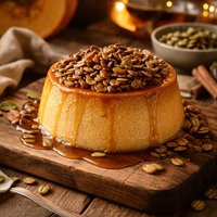 Pumpkin Flan with Pumpkin Seed Praline