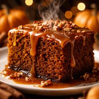Pumpkin Gingerbread W Caramel Sauce