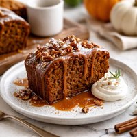 Pumpkin Gingerbread with Caramel Sauce