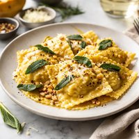 Pumpkin Mascarpone Ravioli with Sage Butter Sauce