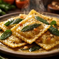 Pumpkin Ravioli with Butter Sage Sauce