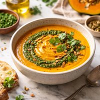 Pumpkin Soup with Coriander Paste