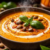Pumpkin Soup with Curry and Basil