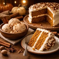 Pumpkin Spice Cake and Cinnamon Nutmeg Ice Creme Ice Cream