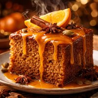 Pumpkin Spice Cake with Orange Sauce