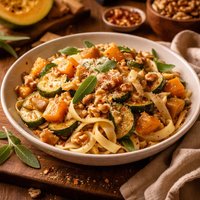 Pumpkin Walnut and Zucchini Pasta