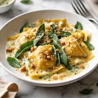 Pumpkin Wonton Ravioli W Sage Butter Cream