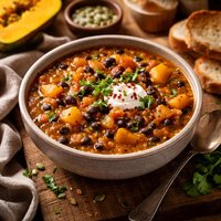 Quick and Easy Black Bean Pumpkin Butternut Squash Soup