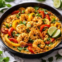 Quick and Easy Skillet Curried Shrimp and Bell Pepper