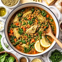 Quick and Healthy Lentil Stew with Artichokes