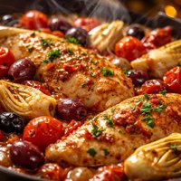 Quick Double Tomato Chicken with Artichoke Hearts and Olives