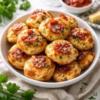 Quick Easy Cheddar Garlic with Pepperoni Biscuit Bites