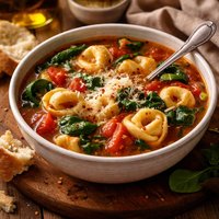 Quick Easy Tortellini Soup with Spinach and Tomatoes