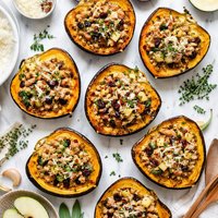 Quick Sausage Stuffed Acorn Squash