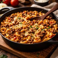 Quick Tomato and Beef Macaroni and Cheese