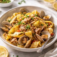 Quick Tuna and Clam Pappardelle