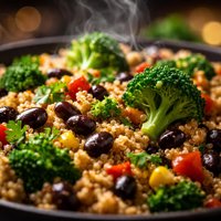 Quinoa Black Bean Broccoli Deliciousness