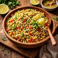 Quinoa Corn Salad with Cilantro Chives and Lemon Lime Dressing