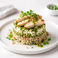 Quinoa Pesto Feta and Chicken Stack