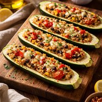 Quinoa Stuffed Zucchini Boats