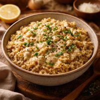 Quinoa with Creamy Garlic Sauce