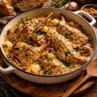 Rabbit Casserole with Mustard Sauce