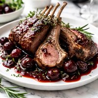 Rack of Lamb with a Merlot Glaze and Cherry Reduction Sauce