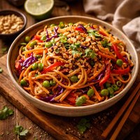 Rainbow Peanut Noodles
