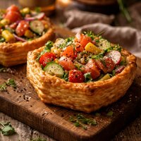 Rainbow Smoked Salmon Salad in Puff Pastry