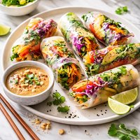 Rainbow Summer Rolls with Peanut Sauce