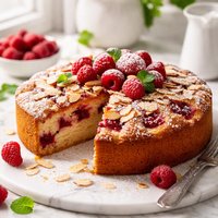Raspberry Almond Buttermilk Cake