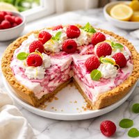 Raspberry and Cream Frozen Yogurt Pie