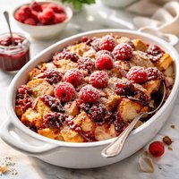 Raspberry Jam Bread Pudding