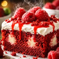 Raspberry Red Velvet Poke Cake