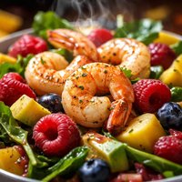 Raspberry Shrimp and Fruit Salad