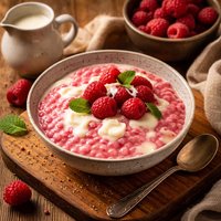 Raspberry Tapioca with Vanilla Sauce