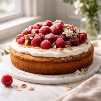 Raspberry Topped Almond Cake