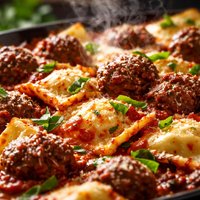 Ravioli and Meatball Bake