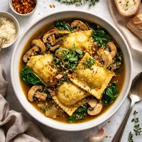 Ravioli in Mushroom Broth