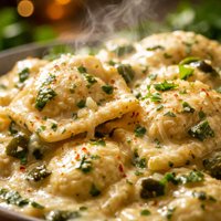 Ravioli with Poblano Cheese Sauce