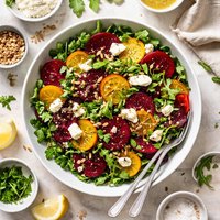 Raw Beet Salad with Toasted Sunflower Seeds and Goat Cheese