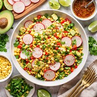 Raw Corn and Radish Salad with Spicy Lime Dressing