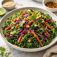 Raw Kale Salad with an Asian Middle Eastern Vinaigrette
