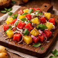 Red and Yellow Watermelon Salad