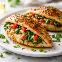 Red Bell Pepper Spinach Stuffed Chicken Breasts