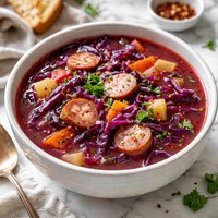 Red Cabbage and Sausage Soup