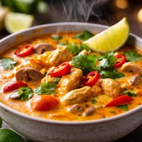 Red Curry Coconut Chicken Soup
