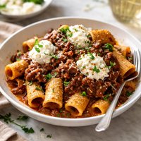 Red Deer Venison Ragu with Rigatoni Fresh Ricotta