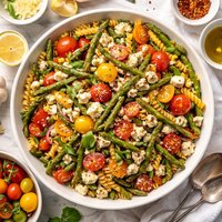 Red Gold and Green Asparagus Tomato Pasta Salad