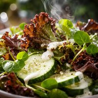 Red Leaf Lettuce Watercress and Cucumber Salad with Buttermilk
